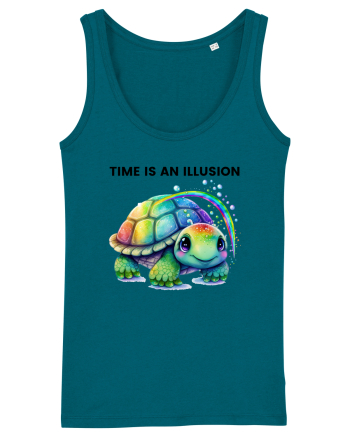 Broasca testoasa pictata in acuarela cu mesajul  Time is an Illusion Ocean Depth