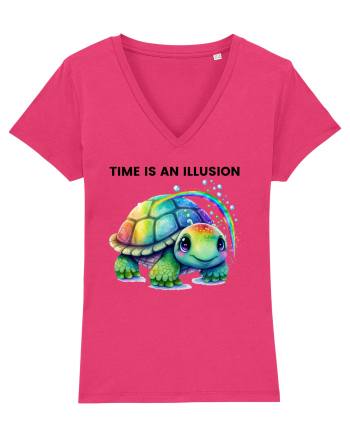 Broasca testoasa pictata in acuarela cu mesajul  Time is an Illusion Raspberry