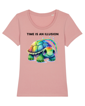 Broasca testoasa pictata in acuarela cu mesajul  Time is an Illusion Canyon Pink