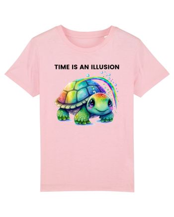 Broasca testoasa pictata in acuarela cu mesajul  Time is an Illusion Cotton Pink