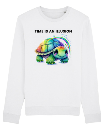 Broasca testoasa pictata in acuarela cu mesajul  Time is an Illusion White