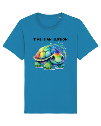 Broasca testoasa pictata in acuarela cu mesajul  Time is an Illusion Azur