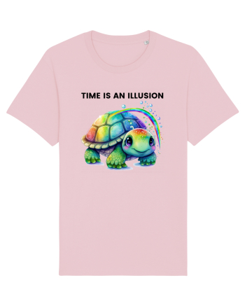 Broasca testoasa pictata in acuarela cu mesajul  Time is an Illusion Cotton Pink