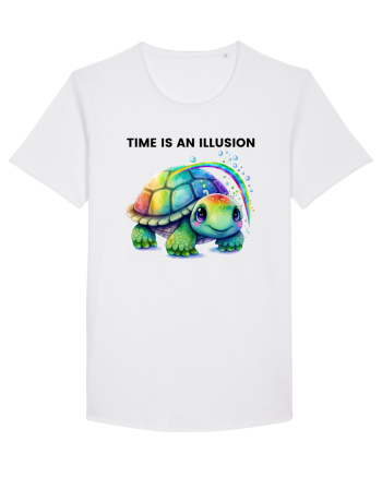 Broasca testoasa pictata in acuarela cu mesajul  Time is an Illusion White