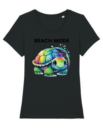 Broasca testoasa pictata in acuarela cu mesajul  Beach Mode Black