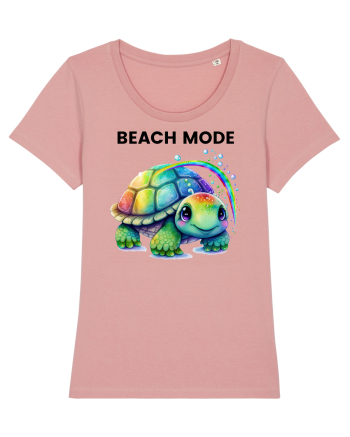 Broasca testoasa pictata in acuarela cu mesajul  Beach Mode Canyon Pink