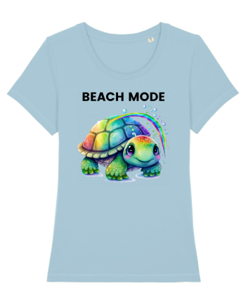 Broasca testoasa pictata in acuarela cu mesajul  Beach Mode Sky Blue