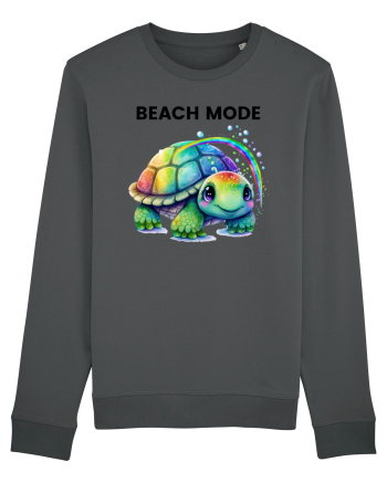 Broasca testoasa pictata in acuarela cu mesajul  Beach Mode Anthracite