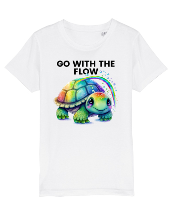 Broasca testoasa pictata in acuarela cu mesajul  Go with the Flow White