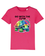 Broasca testoasa pictata in acuarela cu mesajul  Go with the Flow Tricou mânecă scurtă  Copii Mini Creator