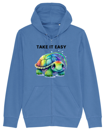Broasca testoasa pictata in acuarela cu mesajul  Take it Easy Bright Blue