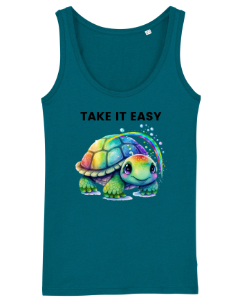 Broasca testoasa pictata in acuarela cu mesajul  Take it Easy Ocean Depth