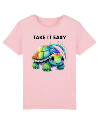 Broasca testoasa pictata in acuarela cu mesajul  Take it Easy Cotton Pink