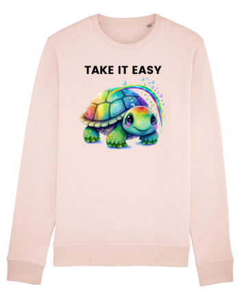 Broasca testoasa pictata in acuarela cu mesajul  Take it Easy Candy Pink