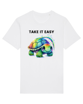 Broasca testoasa pictata in acuarela cu mesajul  Take it Easy White