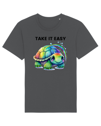 Broasca testoasa pictata in acuarela cu mesajul  Take it Easy Anthracite