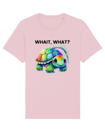 Broasca testoasa pictata in acuarela cu mesajul Wait, What? Cotton Pink