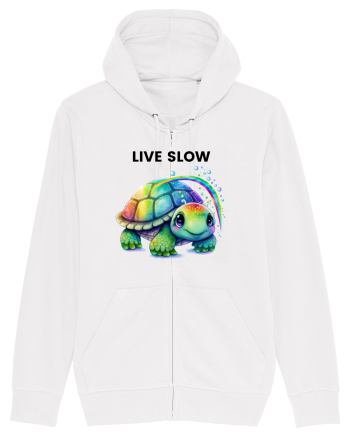 Broasca testoasa pictata in acuarela cu mesajul Live Slow White