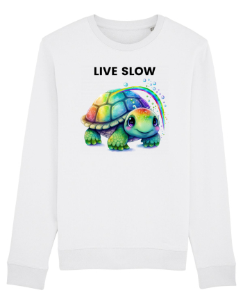Broasca testoasa pictata in acuarela cu mesajul Live Slow White