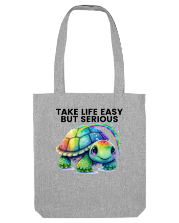 Broasca testoasa pictata in acuarela cu mesajul Take Life Easy but Serious Heather Grey