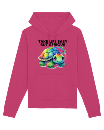 Broasca testoasa pictata in acuarela cu mesajul Take Life Easy but Serious Raspberry