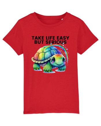 Broasca testoasa pictata in acuarela cu mesajul Take Life Easy but Serious Red