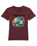Broasca testoasa pictata in acuarela cu mesajul Jogging Turtle Tricou mânecă scurtă guler V Bărbat Presenter