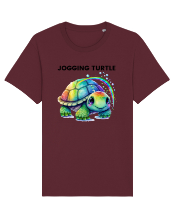 Broasca testoasa pictata in acuarela cu mesajul Jogging Turtle Burgundy