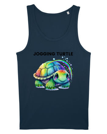 Broasca testoasa pictata in acuarela cu mesajul Jogging Turtle Navy