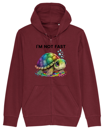 Broasca testoasa pictata in acuarela cu mesajul I'm not fast Burgundy