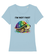 Broasca testoasa pictata in acuarela cu mesajul I'm not fast Tricou mânecă scurtă guler larg fitted Damă Expresser