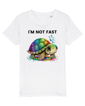 Broasca testoasa pictata in acuarela cu mesajul I'm not fast White