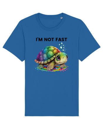 Broasca testoasa pictata in acuarela cu mesajul I'm not fast Royal Blue