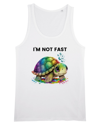 Broasca testoasa pictata in acuarela cu mesajul I'm not fast White
