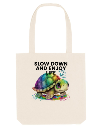 Broasca testoasa pictata in acuarela cu mesajul  Slow Down and Enjoy Life Natural