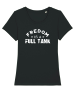 Freedom is a full tank. Tricou mânecă scurtă guler larg fitted Damă Expresser