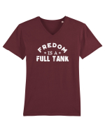 Freedom is a full tank. Tricou mânecă scurtă guler V Bărbat Presenter