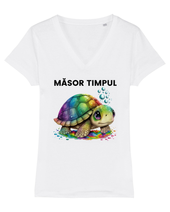Broasca testoasa pictata in acuarela cu mesajul  Masor Timpul White