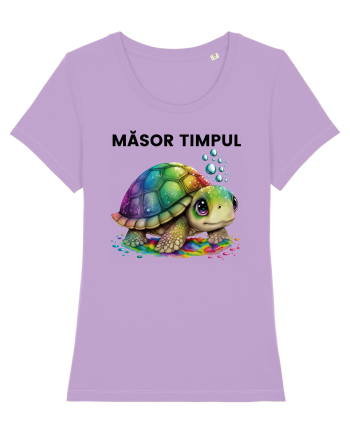 Broasca testoasa pictata in acuarela cu mesajul  Masor Timpul Lavender Dawn
