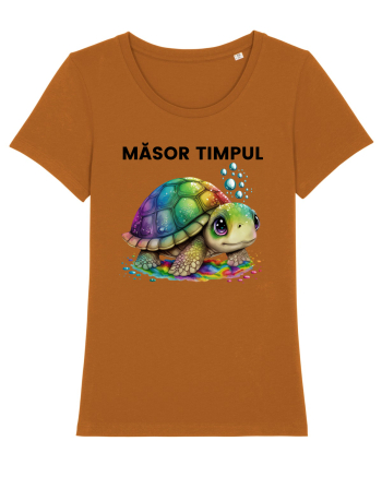 Broasca testoasa pictata in acuarela cu mesajul  Masor Timpul Roasted Orange
