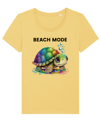 Broasca testoasa pictata in acuarela cu mesajul  Beach Mode Jojoba