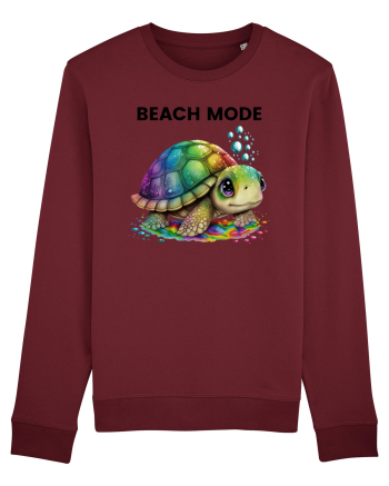 Broasca testoasa pictata in acuarela cu mesajul  Beach Mode Burgundy