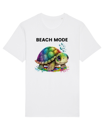 Broasca testoasa pictata in acuarela cu mesajul  Beach Mode White