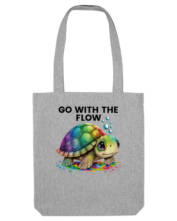 Broasca testoasa pictata in acuarela cu mesajul  Go with the Flow Heather Grey
