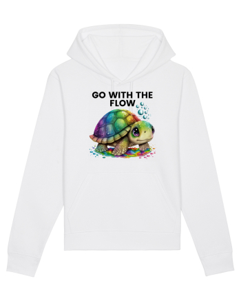 Broasca testoasa pictata in acuarela cu mesajul  Go with the Flow White