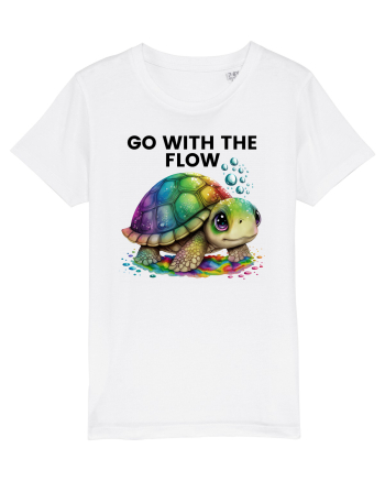 Broasca testoasa pictata in acuarela cu mesajul  Go with the Flow White
