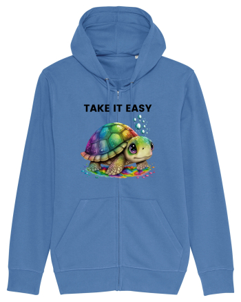 Broasca testoasa pictata in acuarela cu mesajul  Take it Easy Bright Blue