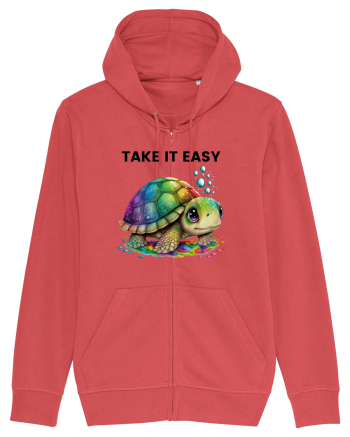 Broasca testoasa pictata in acuarela cu mesajul  Take it Easy Carmine Red