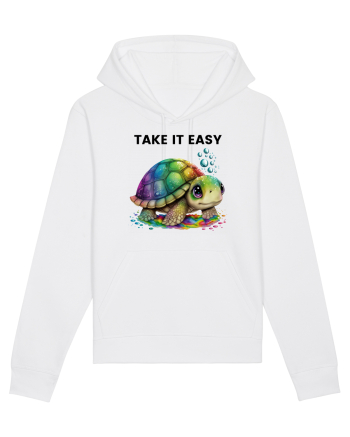 Broasca testoasa pictata in acuarela cu mesajul  Take it Easy White