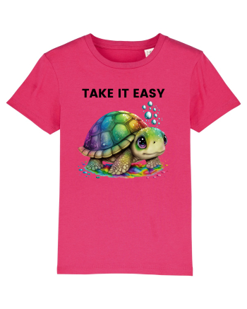 Broasca testoasa pictata in acuarela cu mesajul  Take it Easy Raspberry